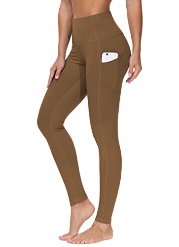 Image of THE GYM PEOPLE Thick High Waist Yoga Pants with Pockets, Tummy Control Workout Running Yoga Leggings for Women