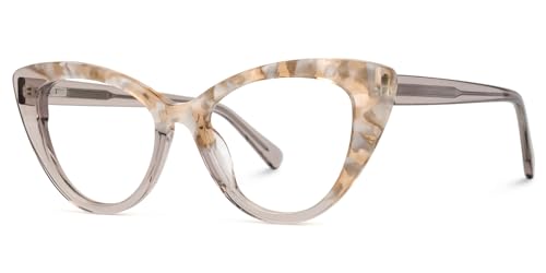 Image of VOOGLAM Cat Eye Style Oversized Glasses Frames for Women, Patchwork Anti-blue Light Anti Glare Glasses-7703
