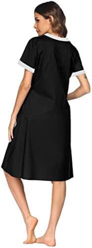 Miniatura 5 de Ekouaer Camisón Mujer Casas Cremallera Delantera Túnica Ligero Plumero Señora Floral Housedress Noche Casual con Bolsillo