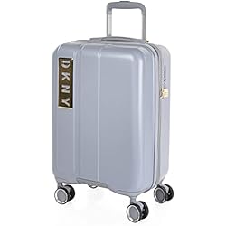 Dkny Maletas DKNY - Maletas de Viaje - Maleta Cabina 55x40x20 - Maletas Viaje Cabina 4 Ruedas. Maleta de Cabina Ligera y Resistente. Maletas Cabina con Candado Combinacion DK41350, White Silver