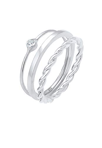 Preisvergleich Produktbild Elli Ring Damen Ringset Solitär Swarovski Kristalle in 925 Sterling Silber
