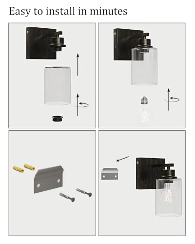 Image of Rayogale Wireless Battery Operated Wall Sconce Set of 2 with Remote Control | Retro Industrial Black Brass Dimmable Easy Install Rechargeable Wall Light with Timer for Living Room Bedroom Emergency 3000K