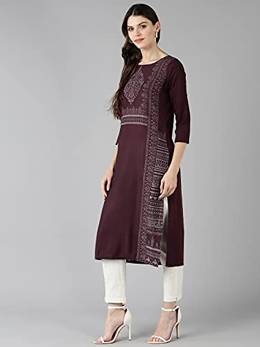 Image of Vaamsi Women's Crepe A-Line Kurta (VPK1702E S Maroon)
