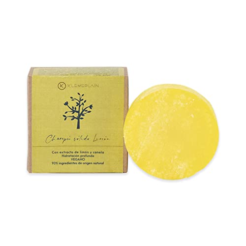 Klemerlain Champu sólido con extracto de limón y canela. Hidratante. Para todo tipo de cabello. Vegano. Sin jabón Hasta 93% origen natural - 50 Gr Cover