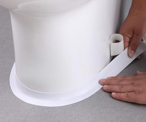 White Caulk Tape Bathroom Easy DIY Sealant Solution Peel & Stick for Bathtubs Toilets Walls Floors Tiles Wallpaper Edges, Quick & Mess-Free Waterproof Sealing, Create a Clean Finished Look in Minutes