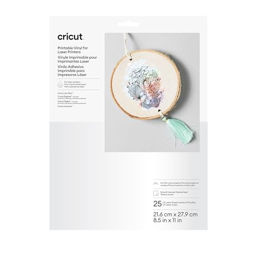Cricut Vinyl Sticker Paper (25 White Sheets, 8.5x11), Printable...