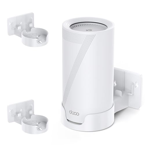 W&J 1983 Wall Mount for TP-Link Deco BE75/BE85/BE95/BE10000/BE17000/BE22000/BE33000 Mesh WiFi 7, Upgraded ABS Bracket Holder with Cable & Power Adapter Storage, Easy Installation (White-2)