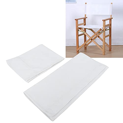 TeamSky Chair Canvas Cover,1 Set Casual Director Chair Canvas Replacement Seat Cloth Portable Folding Chairs Cloth Kit Home Supplies Furniture Accessories(White)