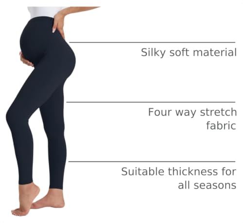 Image of Buttergene Women's Maternity Leggings over the Belly Pregnancy Active Wear Workout Yoga Tights Pants