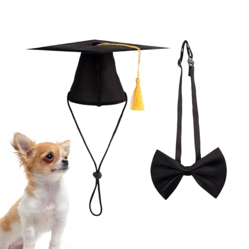Disfraz gorro y pajarita para perro en negro miniatura 5