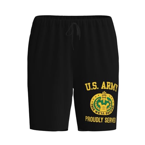 Army Drill Sergeant Badges Pajama Shorts for Men, Men's Pajama Bottoms, Sleepwear for Summer2