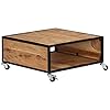 Coffee tablecommercial tea tablecocktail tableliving room center tableprojector tablewith 1 compartment 4 castersgreat for home office or dorm decor 275x275x125 solid acacia wood  urban country home decor