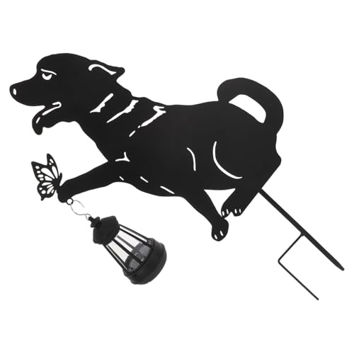 Lampe solaire chien en métal, le piquet décoratif parfait à offrir pour la pelouse