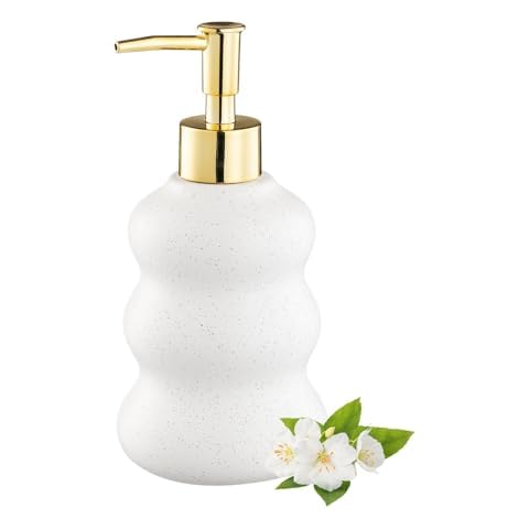 White Soap Dispenser, Sand Point Glaze Design Hand Lotion Bottle, Soap Dispense Pump, Refillable Liquid Hand Soap Jar, Ceramic Soap Dispensers for Bathroom, Kitchen Cover