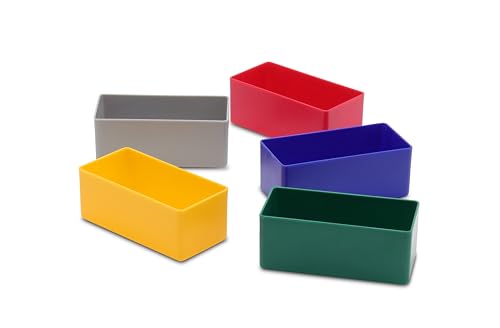 1a-TopStore 25 Stück Einsatzkasten E40/3, 99x49x40 mm,farblich sortiert, aus Polystyrol, Industrienorm, für Schubladen, Sortimentskästen, Organizer, Werkzeugkoffer