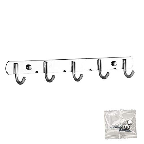 AIRUI Porte-manteau mural en acier inoxydable 304 avec 5 crochets pour salle de bain, cuisine, chambre à coucher, placard, cuisine, bureau Cover