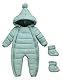 Maeau Baby Mädchen Jungen Schneeanzug mit Kapuze 18-24 Monate Daunenanzug Strampler Daunenanzug Overall Winter Baumwolle Kleinkind Spielanzug Neugeborene Outfit Jumpsuit Langarm Daunen Schuhe Grün