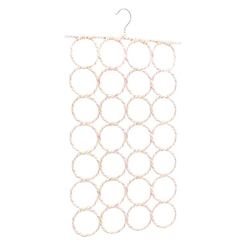 HOMSFOU 1 Percha Plegable para Bufandas y Corbatas 28 Anillos, Diseño Compacto y Resistente, Ahorra Espacio en Armarios, Adecuado para Organizar Accesorios Hogar Color Aleatorio
