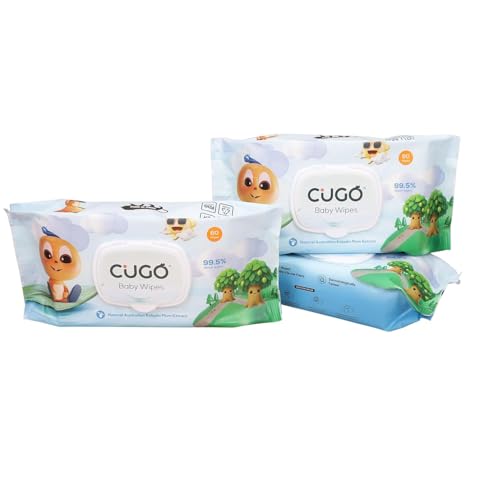 Image of Baby Wipes, Gentle on Sensitive Skin, Plant-Based Fabric, 99.5% Water-Based, Natural Australian Kakadu Plum Infused, Dermatologically Tested, Newborn Safe, Biodegradable | Pack of 3