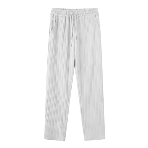 RTTUIOP Men's Cotton Linen Pants Solid Color Harem Pants Casual Capri Pants/Trousers Lightweight Loose Beach Summer Pant3