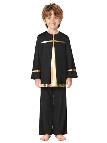 Bata litúrgica con pantalón holgado Agoky, conjunto infantil de adoración para 13-14 años