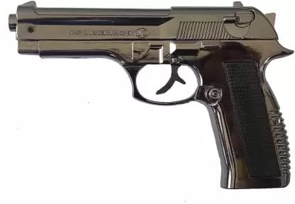 Image of Heavy Metal Full Cock Pistol Gun Lighter with Windproof Flame Cast Iron, Nickel Gas Lighter (Black, Steel, Pack of 1)
