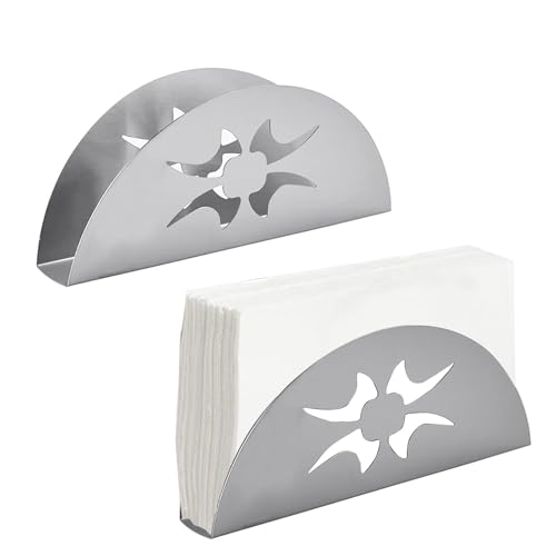 Serviettenhalter, 2 Stück Stainless Steel Napkin Holder, Metall Serviettenspender, Retro Überbacken Silber, für Tischdekoration in Restaurant, Café, Hotel oder Küche