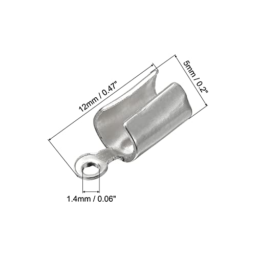Uxcell 200 Pcs Fold Over Cord Ends, 5X12Mm Terminators Iron Crimp Cap Clasp Tips For Leather Ribbon Craft Making, Diy Necklace, Bracelet, Silver White #TOP1