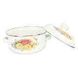 Zerodeko Emaillierter Suppentopf Doppelgriff Kochtopf für Induktionsherde Retro Design Vielseitig Einsetzbar für Nudeln Suppe und Hot Pot Hochwertiger Haushalts