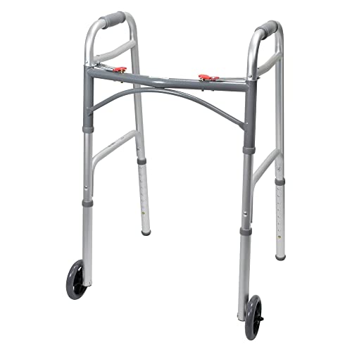 Mckesson Folding Walkers With Wheels, Aluminum, 32 In To 39 In, 350 Lbs Weight Capacity, 1 Count #TOP2