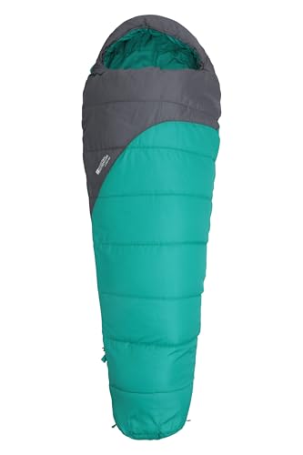 Mountain Warehouse Summit 250 Sleeping Bag - 3/4 Season Insulated & Mummy Shaped Bag - For Spring Summer, Camping & Trekking Teal Right Handed Zip - Regular length (200cm)