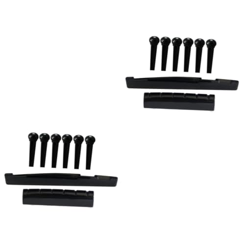 Abaodam 2pcs Guitar Repair Kit Black Bridge Saddle Nut Guitar Pins Replacement Parts for