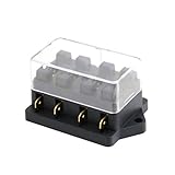corriente Fusible: 50 A WOSOSYEYO 4 Way Caja de fusibles DC 12V 24V DC 32V MAX Circuito de Coches de Remolque automático de la Hoja Caja de fusibles Bloque Porta ATC ATO de 2 entradas 4-ouput Wire