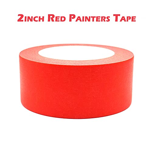 Image of Red Painters Tape 2 inch Wide, Red Masking Tape 2 inch x 55 Yards Paper Tape for Arts DIY Crafts Painting Labeling Decoration School Projects Home Office