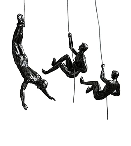 SN Handicrafts Hand Crafted Creative Set of 3 Retro Rock Climbing Figures Resin Sculpture Figures Wall Decorations Living Room Wall Decorations