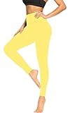 FULLSOFT Super Soft Leggings for Women - High Waisted Tummy Control No See Through Workout Yoga Pants(Lemon Yellow,Large-X-Large)
