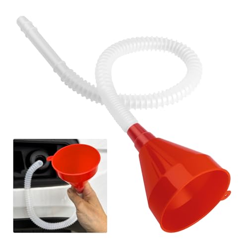 Wide Mouth Funnel with Hose Plastic Flexible Funnels for Automotive Use Universal Transmission Funnel for Engine Oil Gas Fuel Diesel Oil Change Fit Most Cars Trucks SUVs