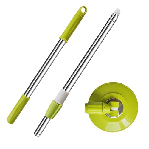 Midremer Spin Mop Replacement Mop Handle, 49-inch 360 Degrees Rotating Telescopic Replacement Mop Stick with Reinforced Plastic Disc for Spin Mop Bucket Cleaning System (Plastic Disc, Green)