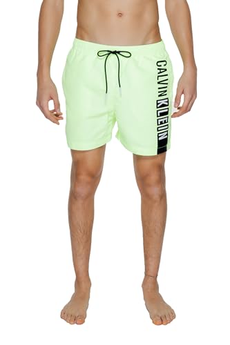 Calvin Klein Men Swim Trunks Medium Drawstring Mid-Length, Green, Medium