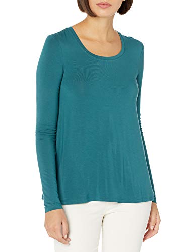 Amazon Brand - Daily Ritual Women's Jersey Long-Sleeve Scoop-Neck Swing Shirt, Teal, Small