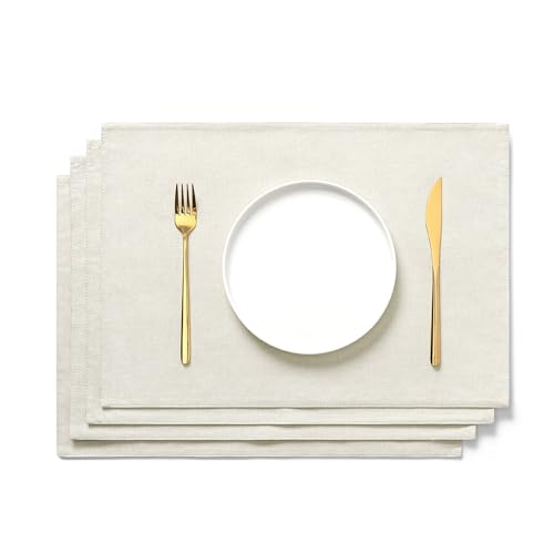 AOKSUNOVA manteles Individuales de Tela Lino Beige 33 x 48 cm man...