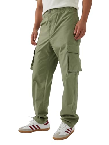 Image of The Souled Store Men and Boys Buttoned Cotton Blend Straight Fit Cargo Pants