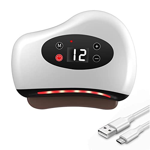 Electric Gua Sha Tools Facial Skin Care Products Facial Beauty Massager,12 Gears Rechargeable Red Light Heating Massager for Face,Shoulder,Back and Neck,Body Muscle Relaxing and Relieve Wrinkles