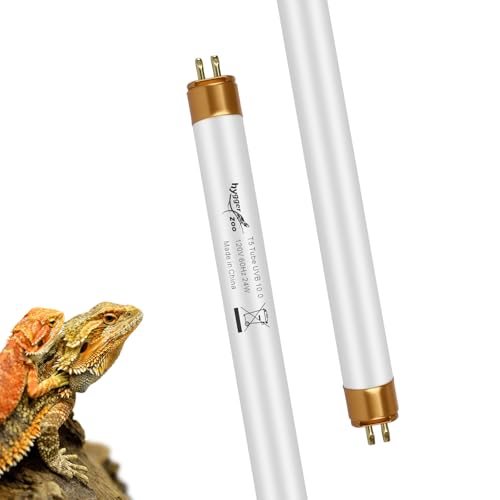 Hygger zoo T5 UVB Reptile Light HO UVB Lighting Bulb 2 Pack, 10.0 24W UVB Light for Reptiles UVA UVB Desert Lamp Reptile Light Bar for Bearded Dragon Turtle Tank