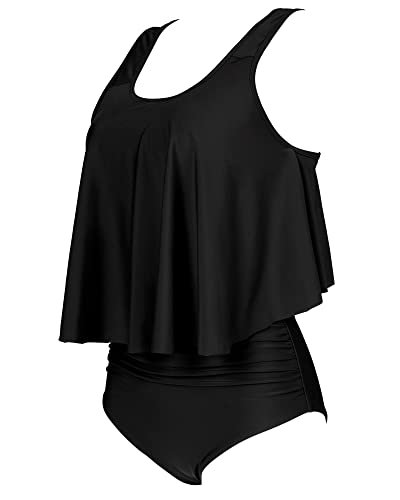 OMKAGI Women's Ruffle Bikini Swimsuit High Waisted Bottom Plus Size Swimwear Tankini2
