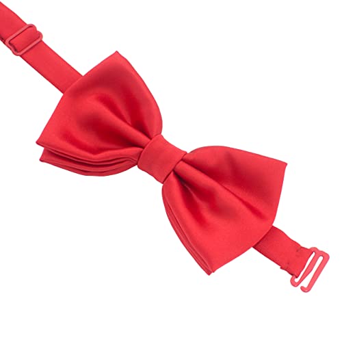 Image of Bow Tie House Real Silk Classic Pre-Tied Bow Tie Formal Solid Tuxedo with Gift Box
