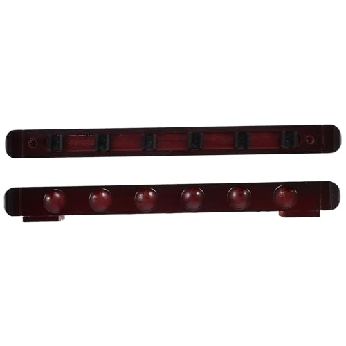 Présentoir mural de billard en bois 6 trous et porte-queue suspendu rouge foncé (Set de 2)