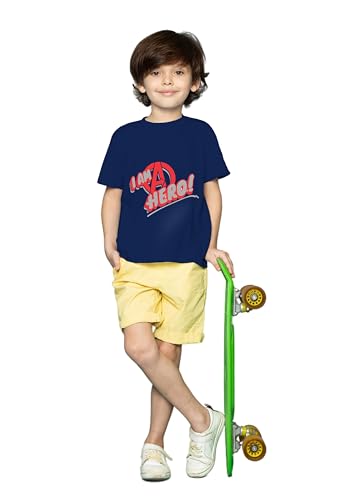 Image of Yazh Texworld Boys Round Neck Blended Cotton T-Shirts | Regular Fit | Half Sleeve | Casual Wear | Trendy | Combo Pack of 5 | Multicolor | Soft, Durable, and Stylish for Everyday use