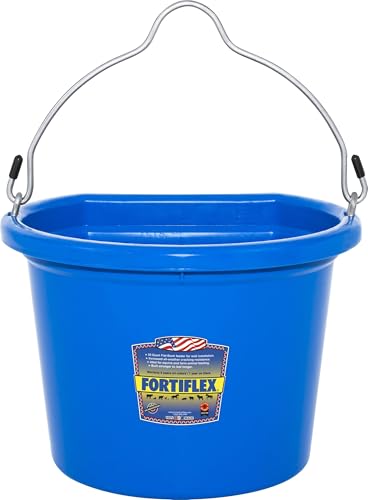 Fortiflex Flat Back Feed Bucket for Dogs/Cats and Small Animals, 8-Quart, Blue