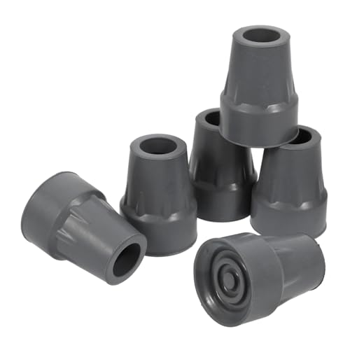Gogogmee 6pcs Crutches Crutch Feet Cap Standing Cane Tip Cane Replacement Tips Crutch Pads for Armpit Walking Pole Tip Replacement Walking Stick Tips Crutch Anti Slip Foot Pads Rubber Grey